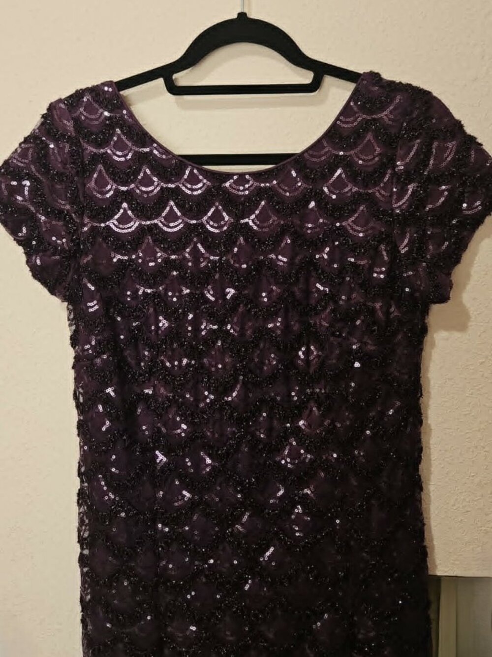 Purple sequined embroidered midi